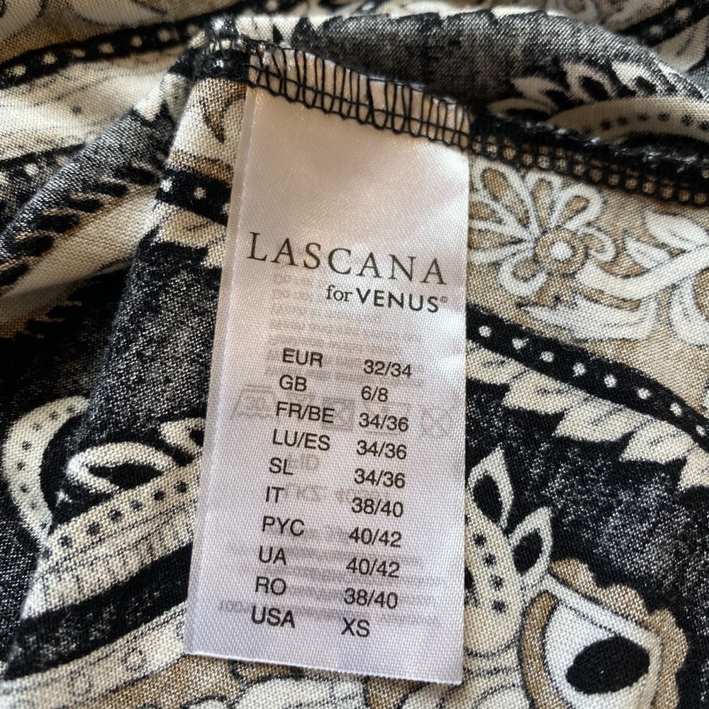 LASCANA for Venus Cold-shoulder Mini Dress Black Paisley XS - Picture 8 of 10